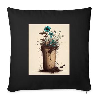 Müll Pflanzen Verschmutzung Umwelt Klima - Sofakissenbezug 45 x 45 cm - Schwarz - Vorne