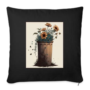 Müll Pflanzen Verschmutzung Umwelt Klima - Sofakissenbezug 45 x 45 cm - Schwarz - Vorne