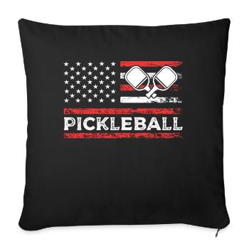 Pickleball American Paddle Sports Flag - Housse de coussin décorative 45 x 45 cm - noir - Devant