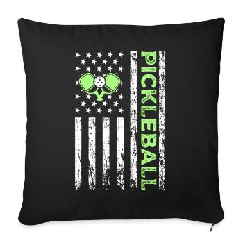 Pickleball American Paddle Sports Flag - Housse de coussin décorative 45 x 45 cm - noir - Devant
