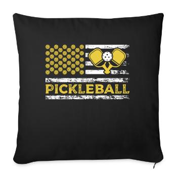 Pickleball American Paddle Sports Flag - Housse de coussin décorative 45 x 45 cm - noir - Devant