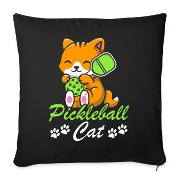 Pickleball Cat Paddle Sports Game Player - Sofa pillowcase 17,3'' x 17,3'' (45 x 45 cm) - black - Front