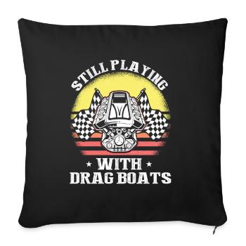 Conception de bateaux de course pour les courses de dragsters - Housse de coussin décorative 45 x 45 cm - noir - Devant