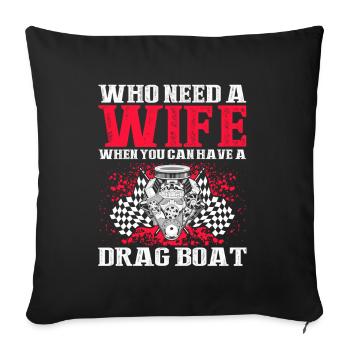 Drag Boot Design für Rennbootfahrer - Sofakissenbezug 45 x 45 cm - Schwarz - Vorne