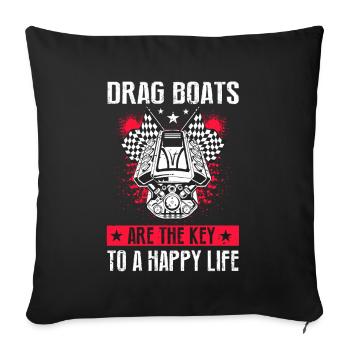 Speedboat Racing Design for Racing Boaters - Sofa pillowcase 17,3'' x 17,3'' (45 x 45 cm) - black - Front
