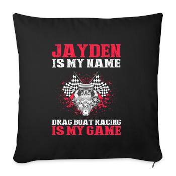 Conception de bateaux de course pour les courses de dragsters - Housse de coussin décorative 45 x 45 cm - noir - Devant