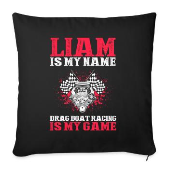 Drag boat design for racing boaters - Sofa pillowcase 17,3'' x 17,3'' (45 x 45 cm) - black - Front