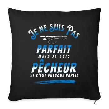 Pêche Cadeau pour Pêcheur Sport Citation Humour - Housse de coussin décorative 45 x 45 cm - noir - Devant