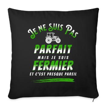 Agriculteur cadeau pour fermier humour tracteur - Housse de coussin décorative 45 x 45 cm - noir - Devant