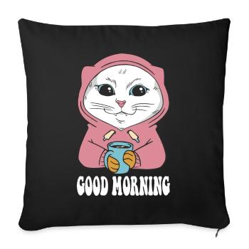 White Main Coon Cat Cat Outfit for - Sofa pillowcase 17,3'' x 17,3'' (45 x 45 cm) - black - Front