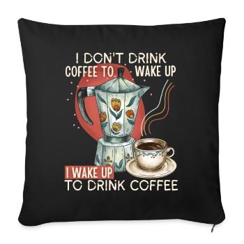 Moka, tasse de café, dicton pour les buveurs de café - Housse de coussin décorative 45 x 45 cm - noir - Devant