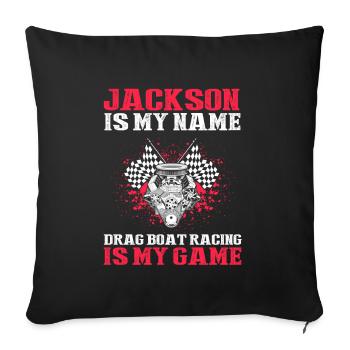 Racing boat design for drag boat racing - Sofa pillowcase 17,3'' x 17,3'' (45 x 45 cm) - black - Front