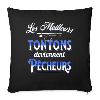 Pêche Cadeau pour Pêcheur Sport Citation Humour - Housse de coussin décorative 45 x 45 cm - noir - Devant