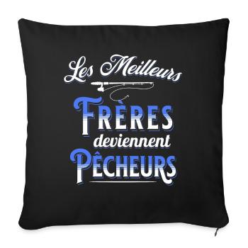 Pêche Cadeau pour Pêcheur Sport Citation Humour - Housse de coussin décorative 45 x 45 cm - noir - Devant