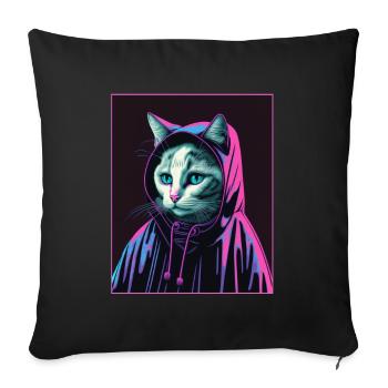 Cat Nun Church Vaporwave Religion Chaton - Housse de coussin décorative 45 x 45 cm - noir - Devant