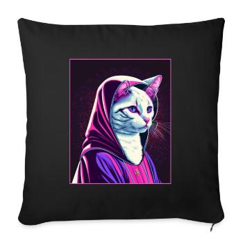 Cat Nun Church Vaporwave Religion Chaton - Housse de coussin décorative 45 x 45 cm - noir - Devant