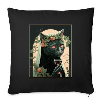 Cat Nun Church Vaporwave Religion Kitten - Sofa pillowcase 17,3'' x 17,3'' (45 x 45 cm) - black - Front