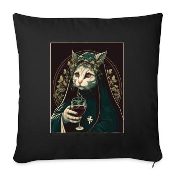 Cat Nun Church Vaporwave Religion Kitten - Sofa pillowcase 17,3'' x 17,3'' (45 x 45 cm) - black - Front