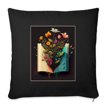 Reader Reader Books Plants Flowers Author - Sofa pillowcase 17,3'' x 17,3'' (45 x 45 cm) - black - Front