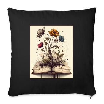 Reader Reader Books Plants Flowers Author - Sofa pillowcase 17,3'' x 17,3'' (45 x 45 cm) - black - Front