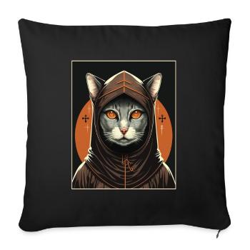 Cat Nun Church Vaporwave Religion Kitten - Sofa pillowcase 17,3'' x 17,3'' (45 x 45 cm) - black - Front