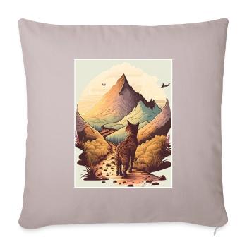 Cat Kitten Mountains Randonnée Escalade en plein air - Housse de coussin décorative 45 x 45 cm - taupe clair - Devant