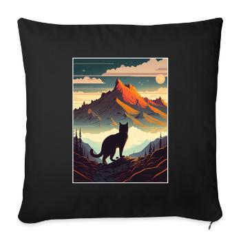 Cat Kitten Mountains Hiking Climbing Outdoor - Sofa pillowcase 17,3'' x 17,3'' (45 x 45 cm) - black - Front