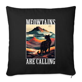 Cat Kitten Mountains Hiking Climbing Outdoor - Sofa pillowcase 17,3'' x 17,3'' (45 x 45 cm) - black - Front
