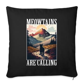 Cat Kitten Mountains Hiking Climbing Outdoor - Sofa pillowcase 17,3'' x 17,3'' (45 x 45 cm) - black - Front