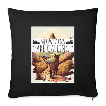 Cat Kitten Mountains Hiking Climbing Outdoor - Sofa pillowcase 17,3'' x 17,3'' (45 x 45 cm) - black - Front