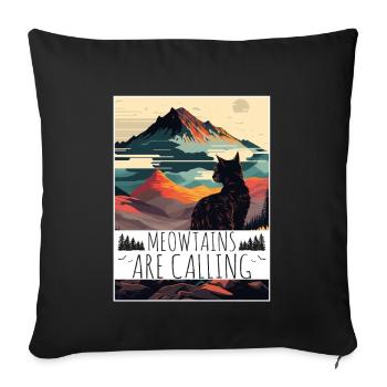 Cat Kitten Mountains Hiking Climbing Outdoor - Sofa pillowcase 17,3'' x 17,3'' (45 x 45 cm) - black - Front