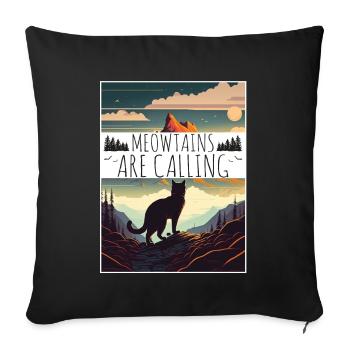 Cat Kitten Mountains Hiking Climbing Outdoor - Sofa pillowcase 17,3'' x 17,3'' (45 x 45 cm) - black - Front