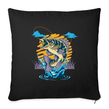 Pêche Cadeau pour Pêcheur Sport Citation Humour - Housse de coussin décorative 45 x 45 cm - noir - Devant