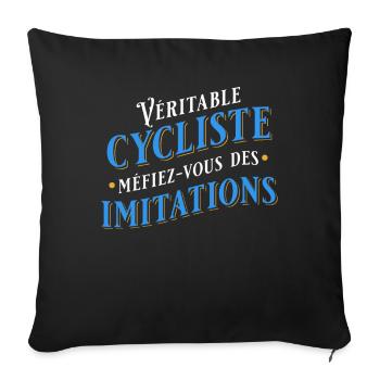 Cycliste, idée cadeau pour passionné vélo Cyclisme - Housse de coussin décorative 45 x 45 cm - noir - Devant