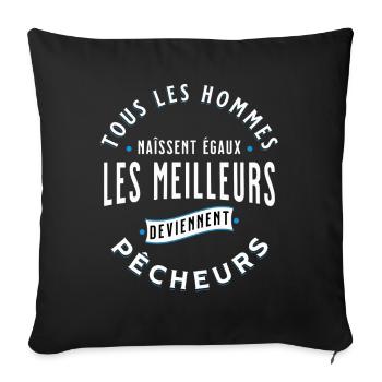 Pêche Cadeau pour Pêcheur Sport Citation Humour - Housse de coussin décorative 45 x 45 cm - noir - Devant