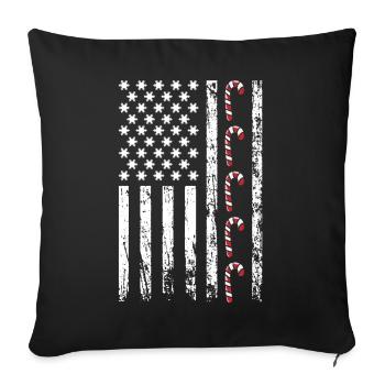 American Christmas Vintage Flag Cane - Sofa pillowcase 17,3'' x 17,3'' (45 x 45 cm) - black - Front