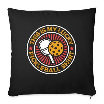 C’est mon jeu de sport de paddle de pickleball de chance - Housse de coussin décorative 45 x 45 cm - noir - Devant