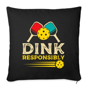 Dink Paddle Sports Pickleball responsable - Housse de coussin décorative 45 x 45 cm - noir - Devant