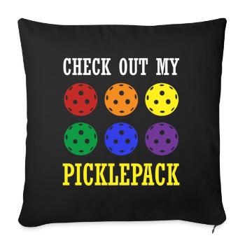 Vérifiez mon picklepack Pickleball - Housse de coussin décorative 45 x 45 cm - noir - Devant