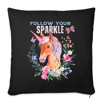 Unicorn, unicorns with flowers and saying - Sofa pillowcase 17,3'' x 17,3'' (45 x 45 cm) - black - Front