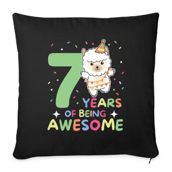 Alpaga pour les enfants de 7 ans de sept ans - Housse de coussin décorative 45 x 45 cm - noir - Devant