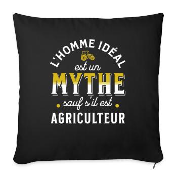 Agriculteur cadeau pour fermier tracteur humour - Housse de coussin décorative 45 x 45 cm - noir - Devant