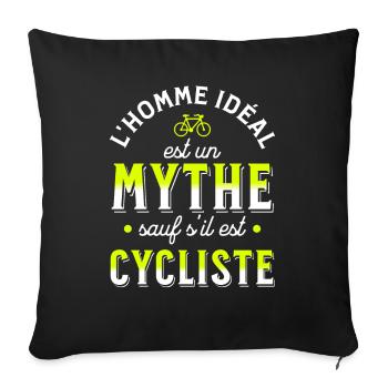 Cycliste, idée cadeau pour passionné vélo Cyclisme - Housse de coussin décorative 45 x 45 cm - noir - Devant