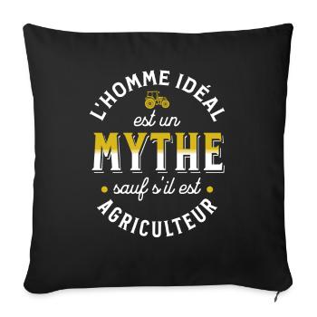 Agriculteur cadeau pour fermier tracteur humour - Housse de coussin décorative 45 x 45 cm - noir - Devant