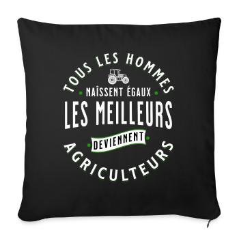 Agriculteur cadeau pour fermier tracteur humour - Housse de coussin décorative 45 x 45 cm - noir - Devant