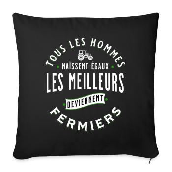 Agriculteur cadeau pour fermier tracteur humour - Housse de coussin décorative 45 x 45 cm - noir - Devant