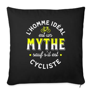 Cycliste, idée cadeau pour passionné vélo Cyclisme - Housse de coussin décorative 45 x 45 cm - noir - Devant