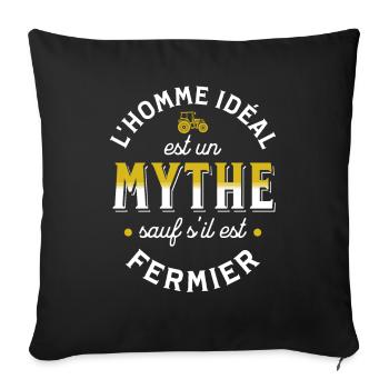 Agriculteur cadeau pour fermier tracteur humour - Housse de coussin décorative 45 x 45 cm - noir - Devant