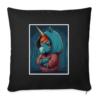 Collègue sarcasme sarcastique de vache licorne du matin - Housse de coussin décorative 45 x 45 cm - noir - Devant