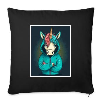 Collègue sarcasme sarcastique de vache licorne du matin - Housse de coussin décorative 45 x 45 cm - noir - Devant